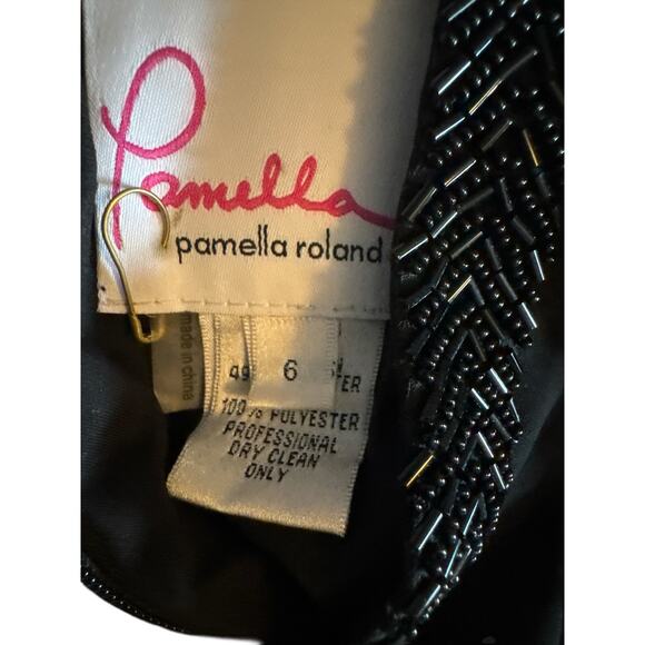 Pamella Roland Beaded Neckline Sheath Dress | Black Silver Geometric | Sz 6 NWT - Picture 6 of 8